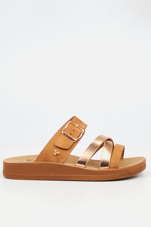 Toma 1 Two Strap Slide - Brown