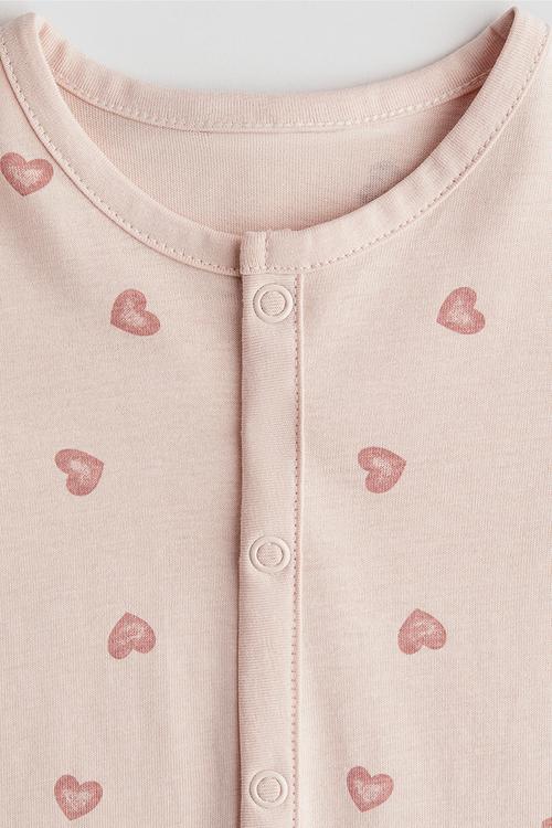 Patterned sleepsuit - light dusty pink/hearts