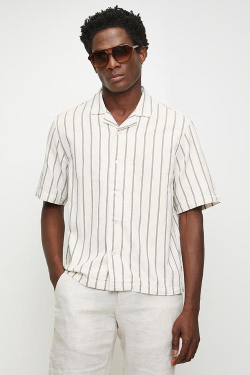 S/S Resort Collar Stripe - White & Blue