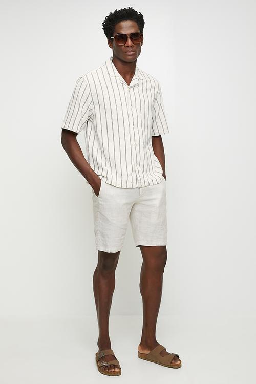 S/S Resort Collar Stripe - White & Blue