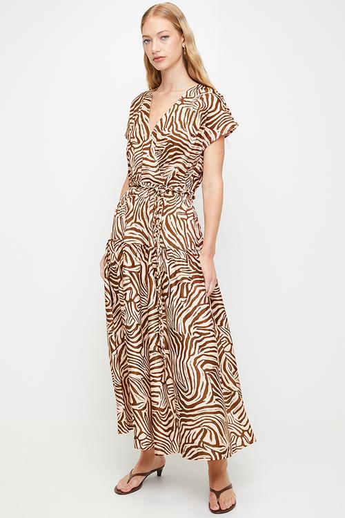 Pringle Zuri Stripe Satin Maxi Dress - Multi Brown	