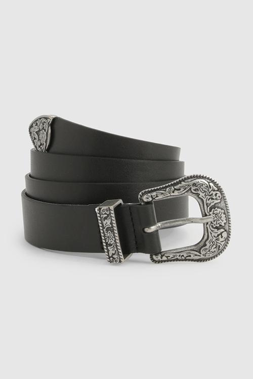 Black Western Buckle Belt - Black