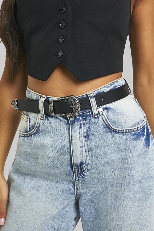 Black Western Buckle Belt - Black