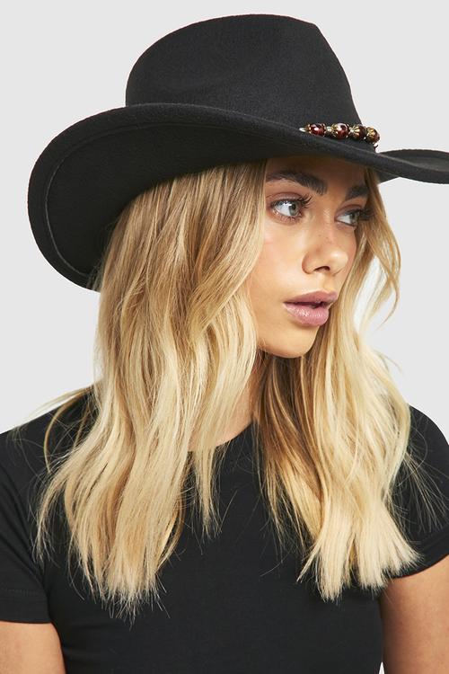 Gem Stone Western Cowboy Hat - Black