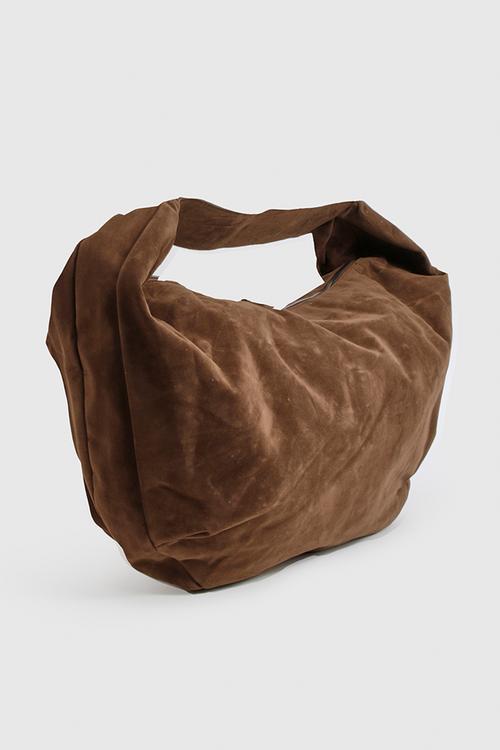 Faux Suede Slouchy Shoulder Bag - Chocolate
