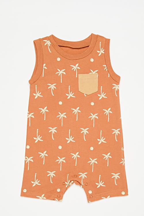 Printed romper - orange