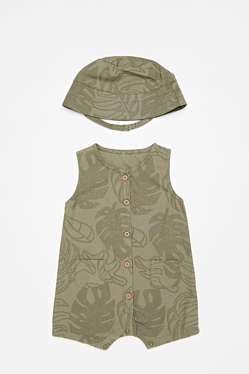 Romper & bucket hat - khaki