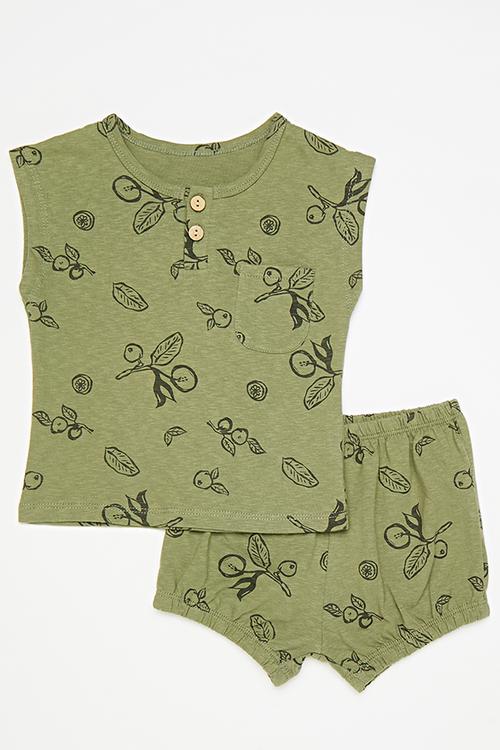 Shorts & tee set - green/olives