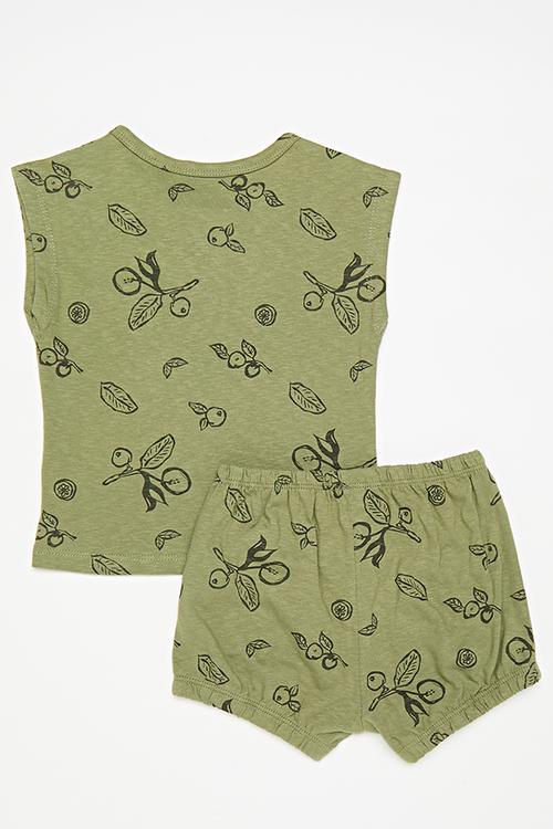 Shorts & tee set - green/olives