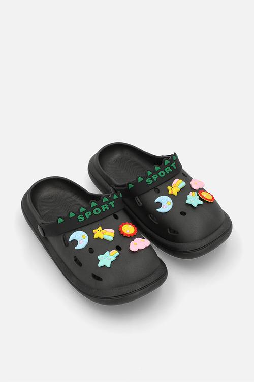 Closed toe slides- black