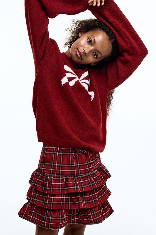 Tiered skirt - red checked