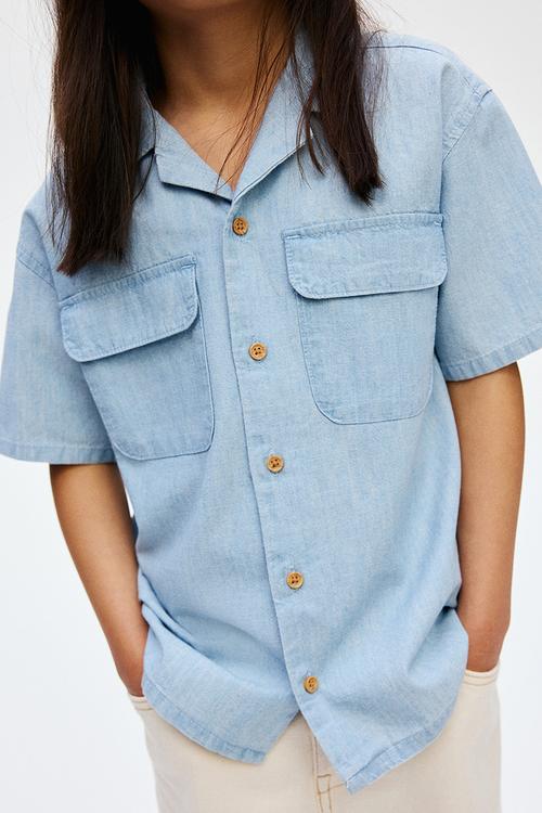 Cotton resort shirt - blue
