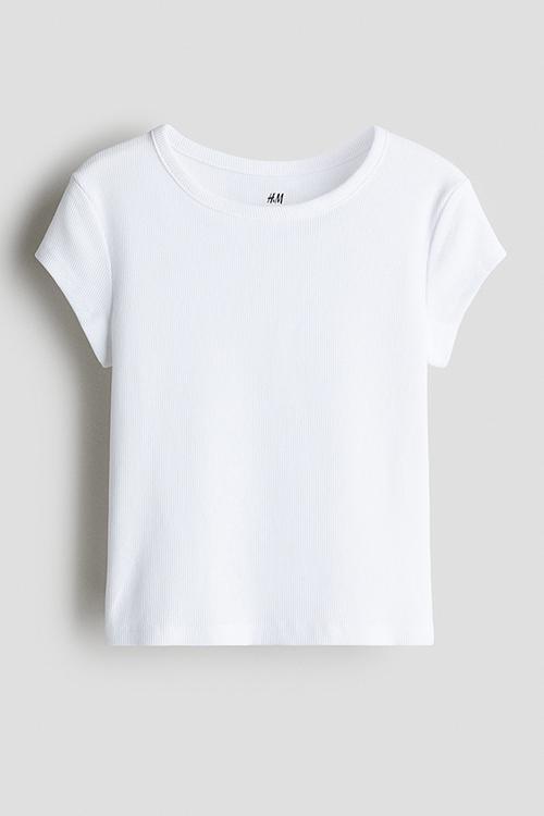 Ribbed cotton top - white