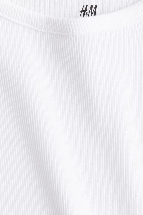 Ribbed cotton top - white