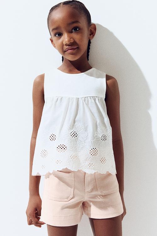 Cotton twill shorts - light pink