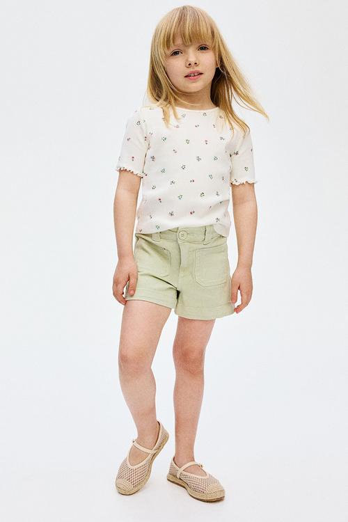 Cotton twill shorts - light green