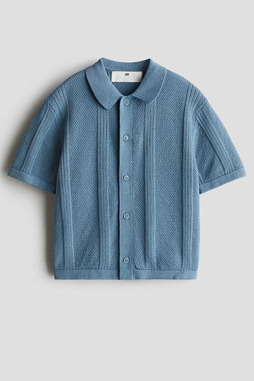 Textured-knit shirt - dark turquoise