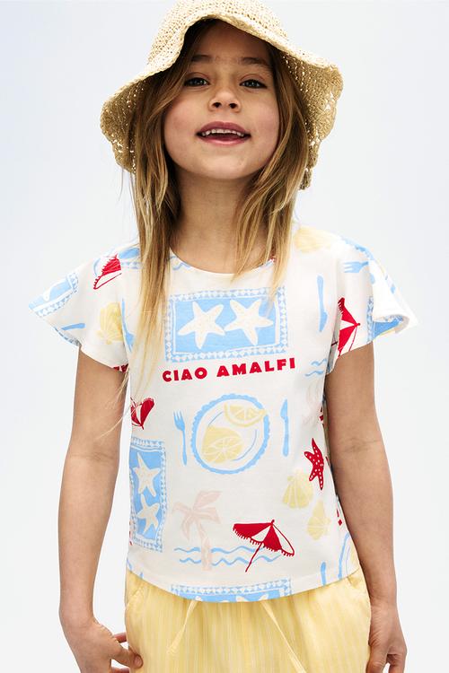 Flutter-sleeved cotton top - white ciao amalf