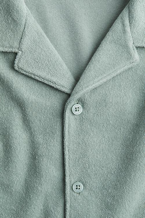 Textured resort shirt - sage green