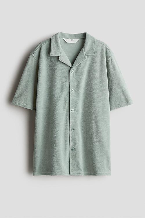 Textured resort shirt - sage green