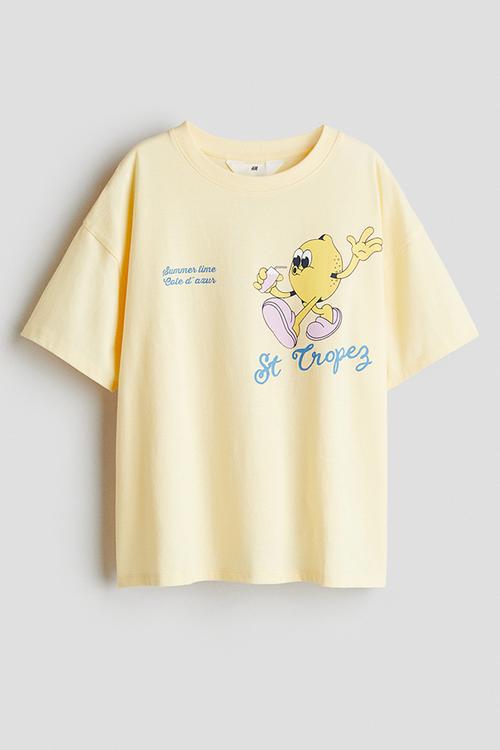 Oversized cotton T-shirt - yellow lemon