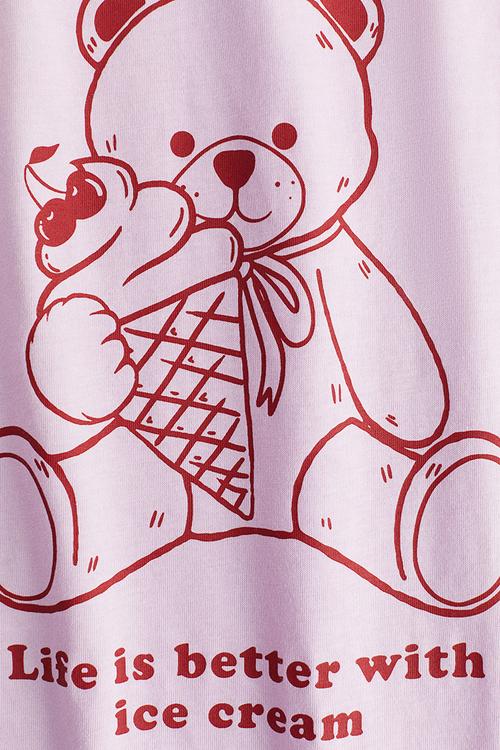 Oversized cotton T-shirt - pink ice cream