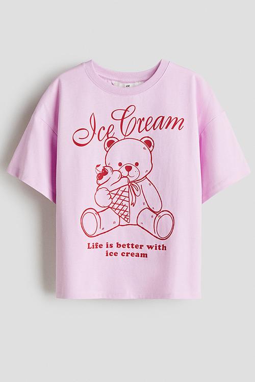 Oversized cotton T-shirt - pink ice cream