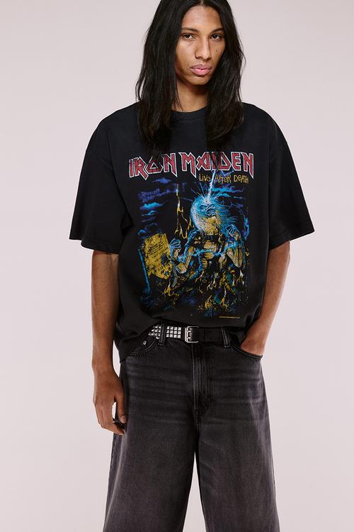 Oversized fit t-shirt - black & iron maiden
