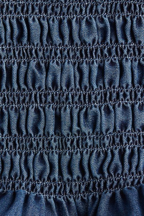Smocked denim top - dark denim blue 