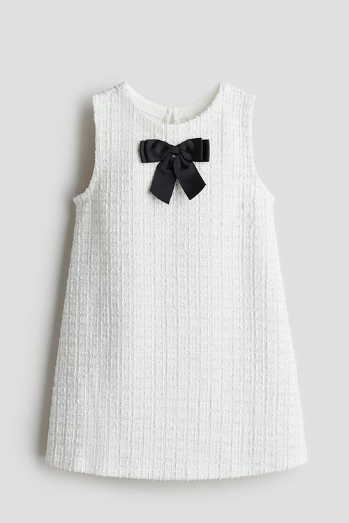 Bouclé-jersey dress - white
