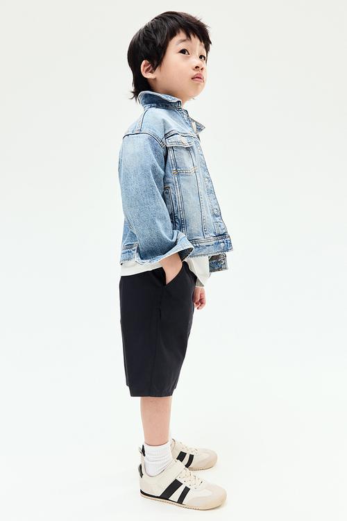 Cotton chino shorts - navy blue
