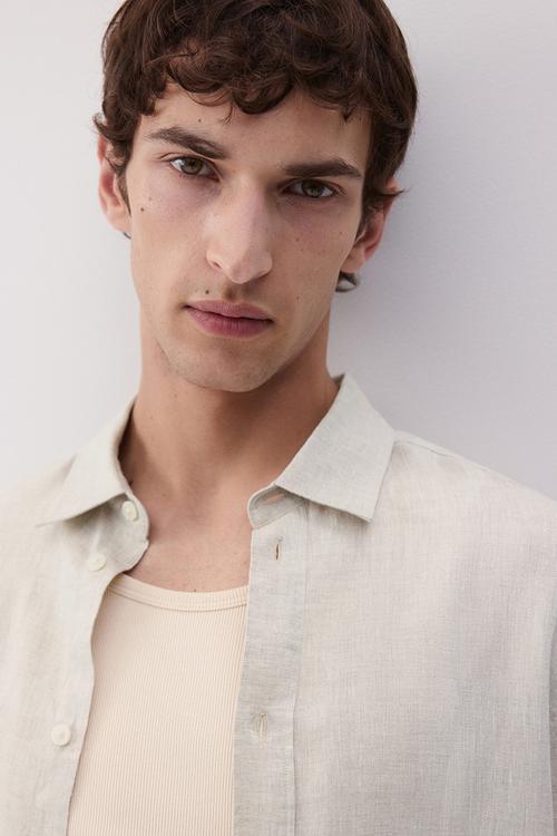 Regular fit linen shirt - light beige