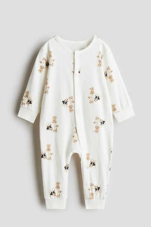 Patterned sleepsuit - white/dogs