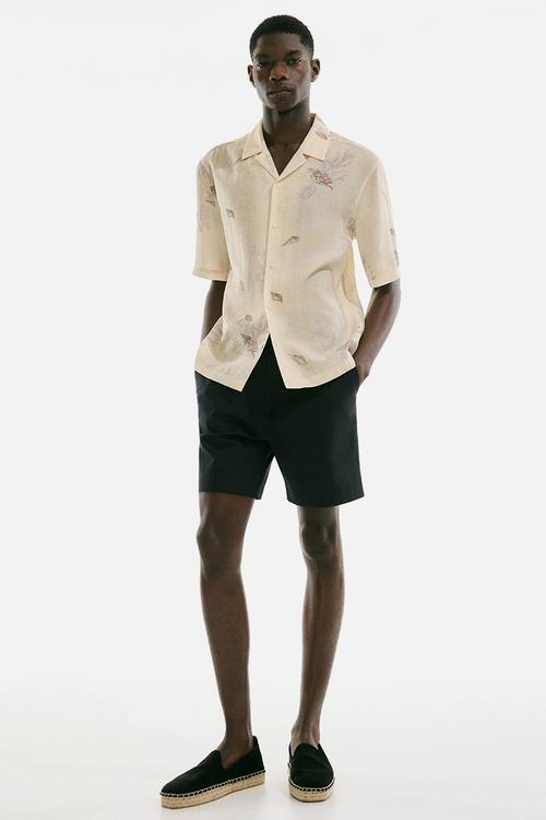 Relaxed fit poplin shorts - black