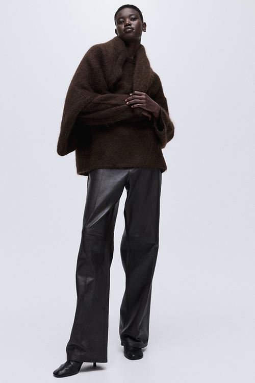 Oversized mohair-blend jumper - dark brown 
