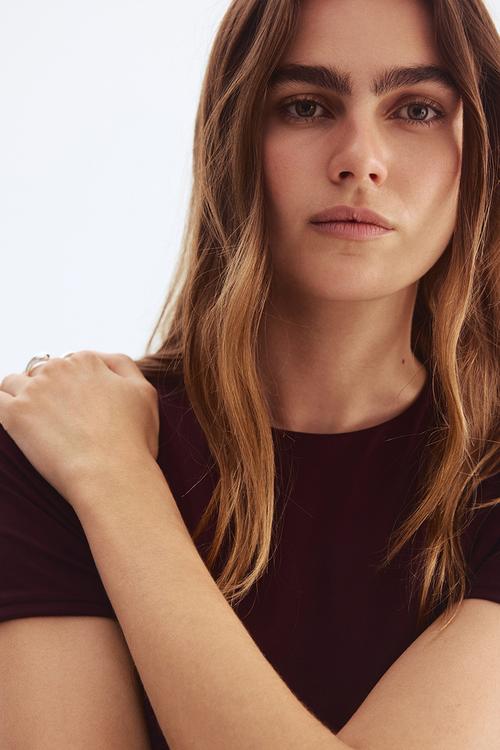 Fitted top - burgundy