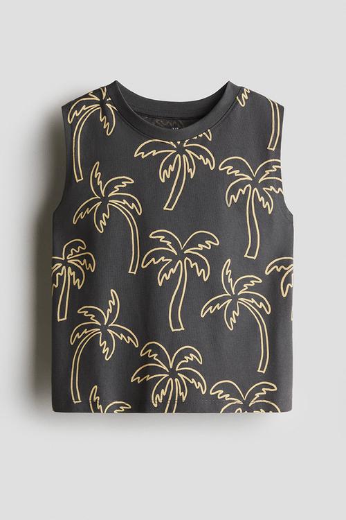 Printed vest top - dark grey/palm trees