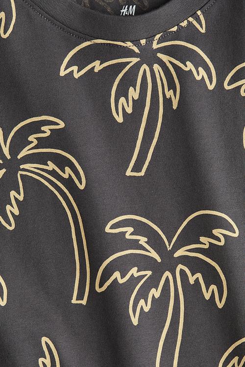Printed vest top - dark grey/palm trees