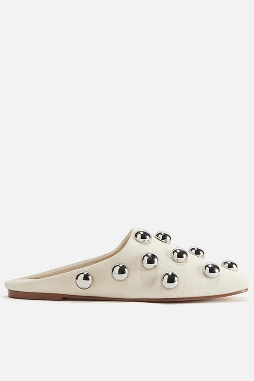 Embellished mules - cream/silver-coloured 