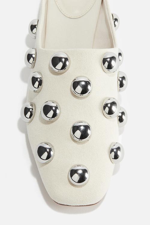 Embellished mules - cream/silver-coloured 