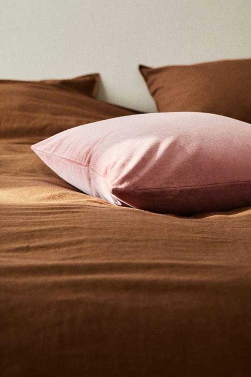 Cotton velvet cushion cover - dusty pink