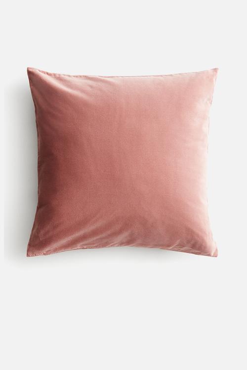 Cotton velvet cushion cover - dusty pink