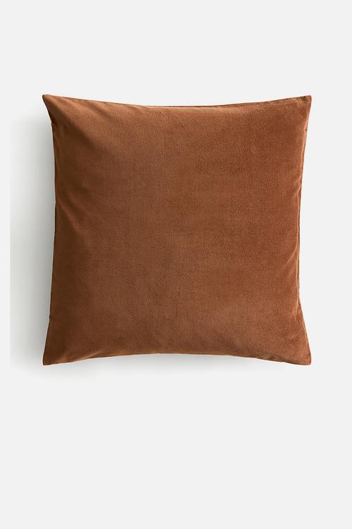 Cotton velvet cushion cover - brown