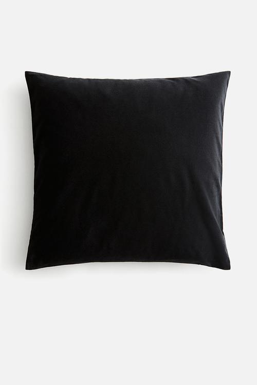 Cotton velvet cushion cover - black