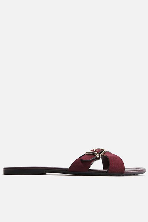 Crossover-strap sandals - burgundy