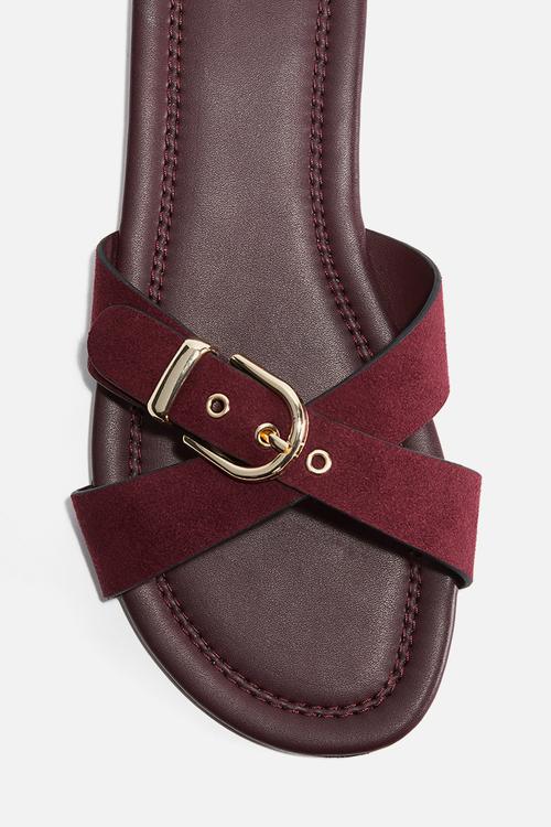 Crossover-strap sandals - burgundy