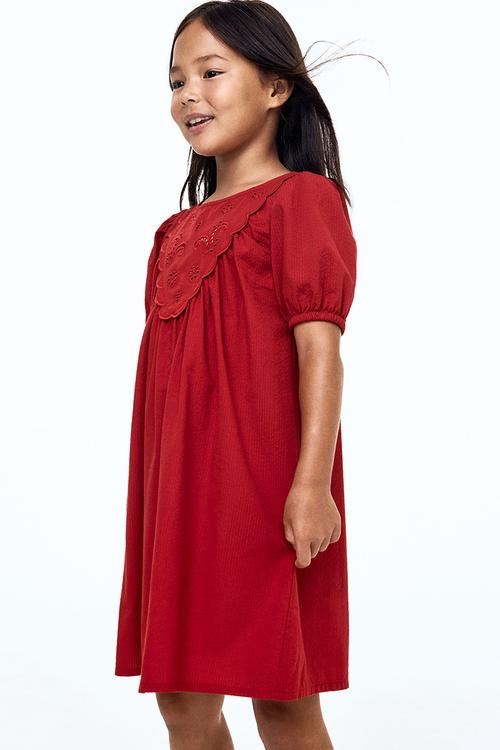 Cotton seersucker dress - red