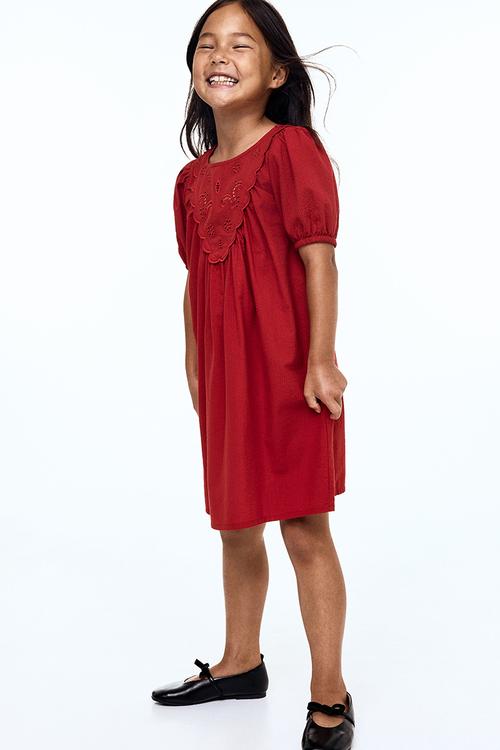 Cotton seersucker dress - red