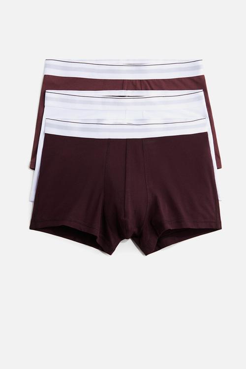 3-Pack short trunks with lycra® - burgundy/white 