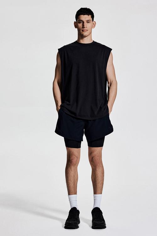 Loose fit sports vest top - black